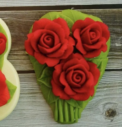 Букетик Розы, формочка для мыла силиконовая