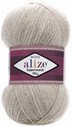 Superwash Wool (Alize) 152 бежевый меланж, пряжа 100г
