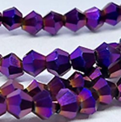 104 фиолетовый металлик, биконус 4мм, бусины стеклянные 140шт