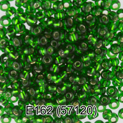 57120 (E162) зеленый прозрачный бисер с серебряной полосой, 5г
