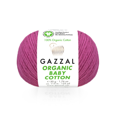 Organic Baby Cotton (Gazzal) 454 фуксия, пряжа 50г