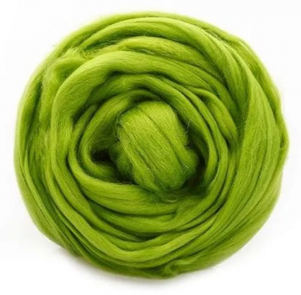252 зеленый горошек, ТКФ тонкая мериносовая шерсть для валяния 50г