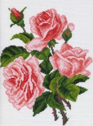 560 &quot;Розовые розы&quot; канва с нанесенным рисунком