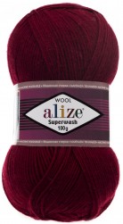 Superwash Wool (Alize) 57 бордовый, пряжа 100г