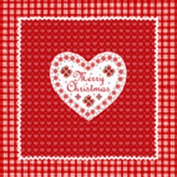 1108-14564 &quot;Рождественское сердце&quot;, салфетка для декупажа 33х33 см