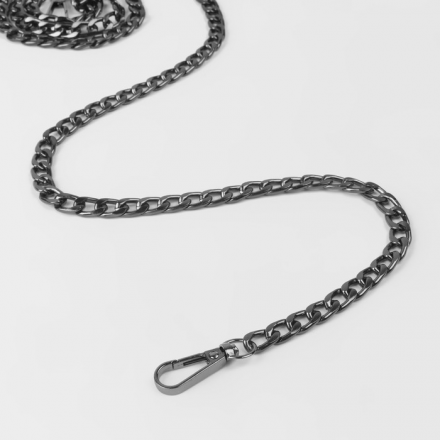 7598514 цепочка для сумки с карабинами, алюминиевая, 9х14 мм, 120 см, цвет чёрный никель