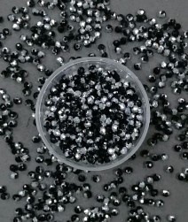 2551 черный\серебро циркон синтетический, кукуруза 4мм 100шт