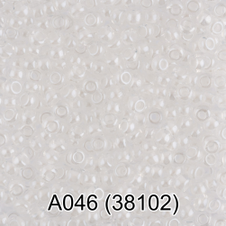38102 (A046) белый прозрачный бисер с белой полосой, 5г.