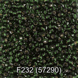 57290 (F232) т.зеленый прозрачный бисер с серебряной полосой, 5г
