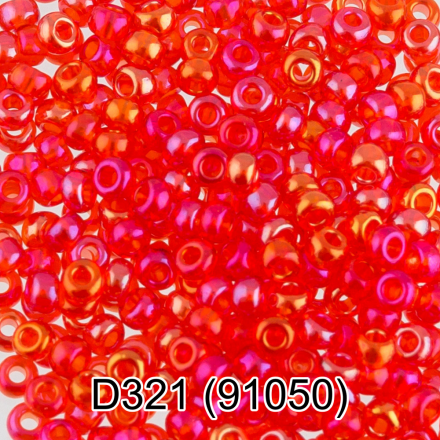91050 (D321) красный радужный круглый бисер Preciosa 5г