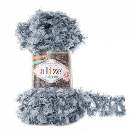 Puffy Fur (Alize) 6107 серо-голубой, пряжа 100г