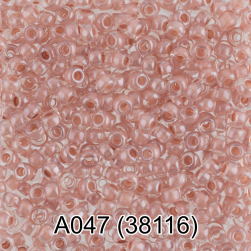38116 (A047) св.бежевый прозрачный бисер с цветной полосой, 5г