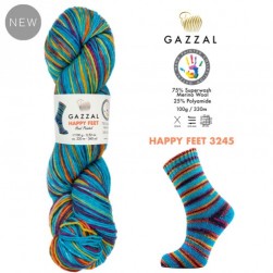Happy Feet (Gazzal) 3245 бирюзовый принт, пряжа 100г