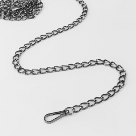 7598518 цепочка для сумки с карабинами железная, 9х14 мм, 120 см, цвет черный никель