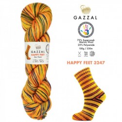 Happy Feet (Gazzal) 3247 желтый принт, пряжа 100г