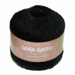 New Glitter (Lana Gatto) 8591 черный, пряжа 25г