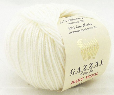 Baby wool (Gazzal) 801 белый, пряжа 50г