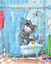 VA-2322 &quot;Котик в ванной (худ. Долотов А.)&quot; картина по номерам
