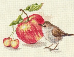 5-22 &quot;Птичка и яблоко&quot; набор для вышивки крестом