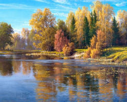 VA-3286 &quot;Осенняя река (худ. Басов С.)&quot; картина по номерам