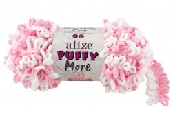 Puffy More (Alize) 6267 нежно розовый-белый, пряжа 150г