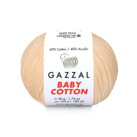Baby Cotton XL (Gazzal) 3469 светлый персик, пряжа 50г