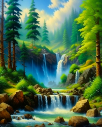MCA2021 &quot;Водопад в лесу&quot; картина по номерам