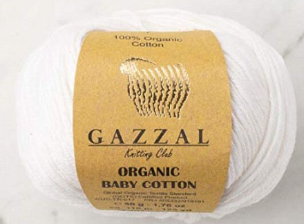 Organic Baby Cotton (Gazzal) 415 белый, пряжа 50г