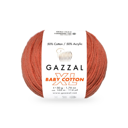 Baby Cotton XL (Gazzal) 3454 терракот, пряжа 50г