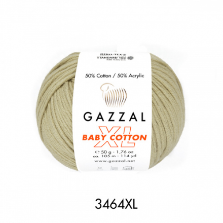 Baby Cotton XL (Gazzal) 3464 бледная олива, пряжа 50г