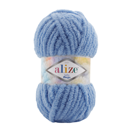 Softy Mega (Alize) 374 голубой меланж, пряжа 100г
