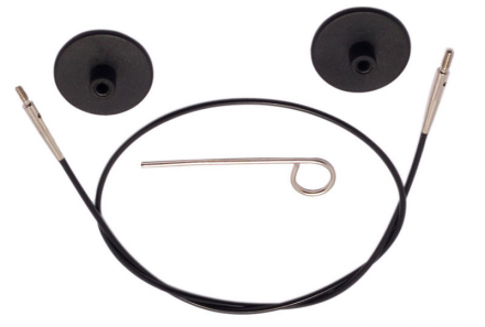 10524 KnitPro черный тросик 94см (120 см) заглушки и кабельный ключик