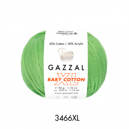 Baby Cotton XL (Gazzal) 3466 салатовый, пряжа 50г