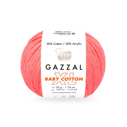 Baby Cotton XL (Gazzal) 3460 коралловый, пряжа 50г