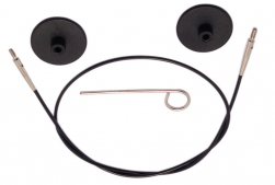 10562 KnitPro черный тросик 28см (50 см) заглушки и кабельный ключик