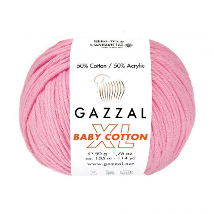 Baby Cotton XL (Gazzal) 3468 розовый, пряжа 50г