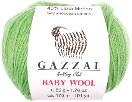 Baby wool (Gazzal) 821 светлый салат, пряжа 50г