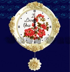 100809 Часы &quot;Vermilion Peony Flower&quot; набор для вышивания крестом