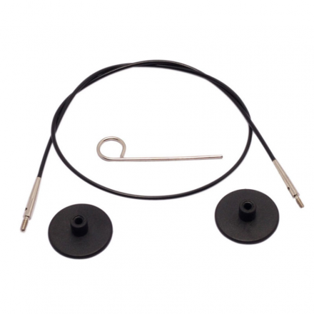 10534 KnitPro черный тросик 76см (100 см) с соед. золотист.цвет, заглушки и кабельный ключик
