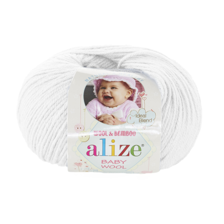 Baby Wool (Alize) 55 Beyaz, пряжа 50г