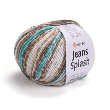 Jeans Splash (Yarnart) 951 зеленая бирюза-беж, пряжа 50г