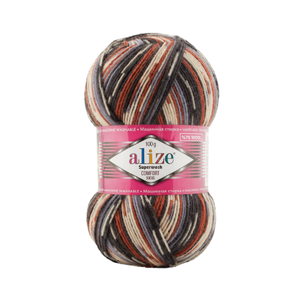 Superwash Wool (Alize) 7840 принт, пряжа 100г