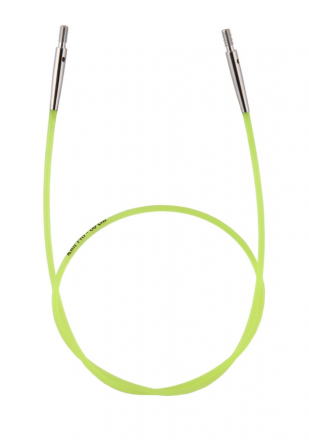 10633 KnitPro неоново-зеленый тросик 35см (60 см) заглушки и кабельный ключик
