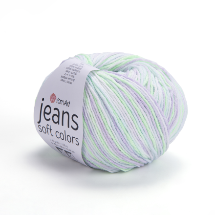 Jeans Soft Colors (Yarnart) 6201 ярк.зел-лиловый, пряжа 50г