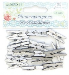 MPD-14 декоративные прищепки, цв.серебро 18шт