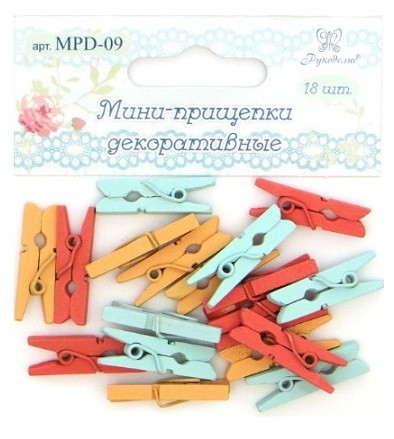 MPD-09 декоративные прищепки, цв.мятный, персиковый, оранжевый 18шт