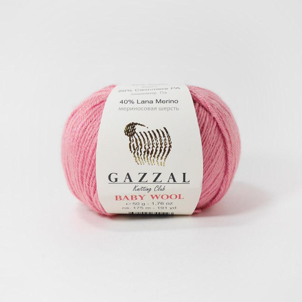 Baby wool (Gazzal) 831 ярко розовый, пряжа 50