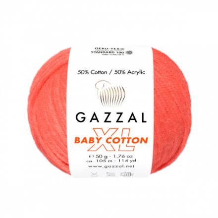 Baby Cotton XL (Gazzal) 3459 светлый коралл, пряжа 50г