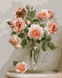 VA-0641 &quot;Розы на мраморном столике (худ. Бузин И.)&quot; картина по номерам