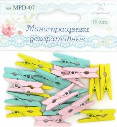 MPD-07 декоративные прищепки, цв.лимонный, мятный, розовый 18шт